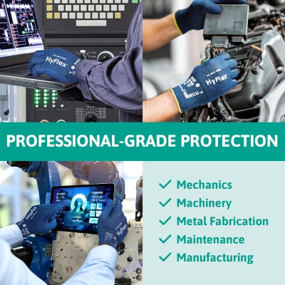 Ansell HyFlex 11-618 Light PU-Coated Black and Blue Gloves